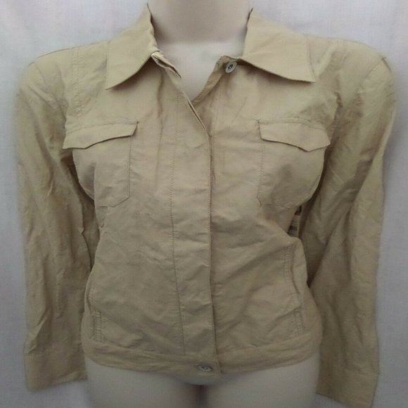 "COLDWATER CREEK" KHAKI CRINKLE CAREER CASUAL JACKET BLAZER SIZE: 10 NWT - Picture 4 of 4